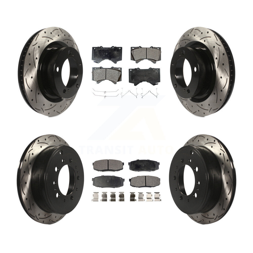 Rotors de frein à fente avant et arrière, Kit de plaquettes semi-métalliques pour Toyota Tundra Lexu