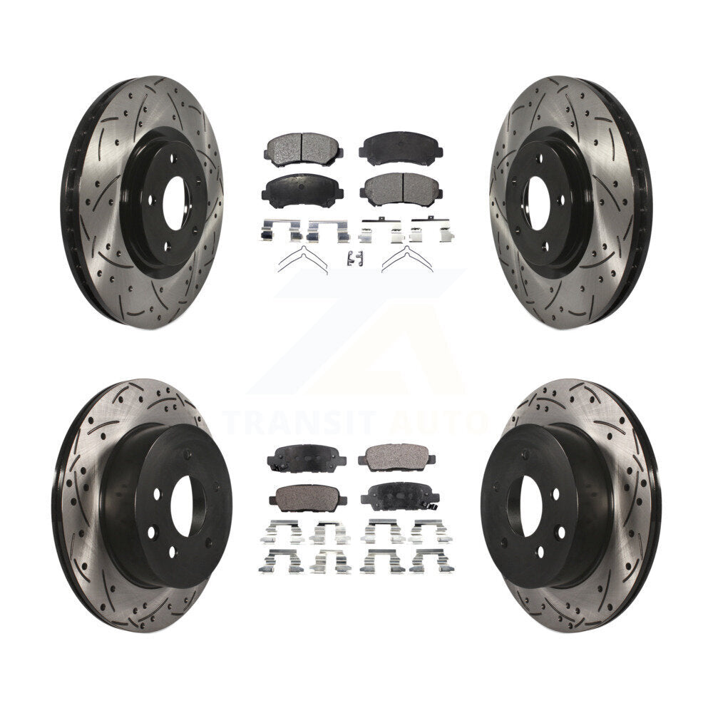 Kit de plaquettes semi-métalliques de Rotor de frein de fente de forage avant et arrière pour Nissan Juke Nismo R