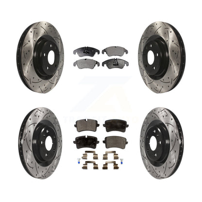 Kit de plaquettes semi-métalliques de Rotor de frein à fente avant et arrière, pour Audi A6 Quattro A