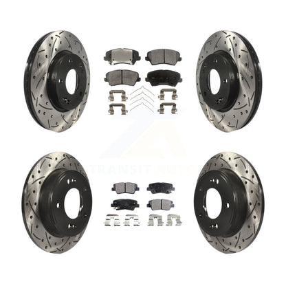 Kit de plaquettes semi-métalliques de Rotor de frein de fente de forage avant et arrière pour Kia Forte Hyundai G