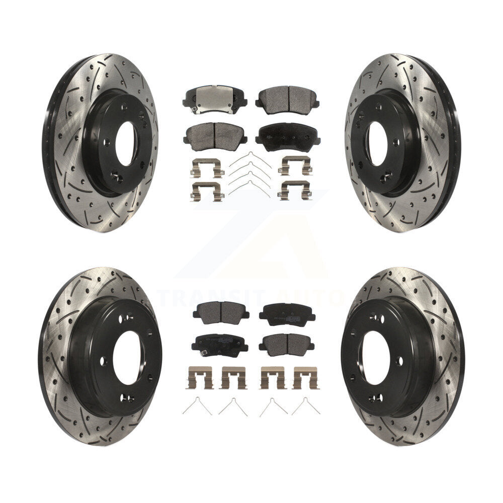 Kit de plaquettes de frein semi-métalliques pour rotors de frein avant et arrière, pour Hyundai Veloster G