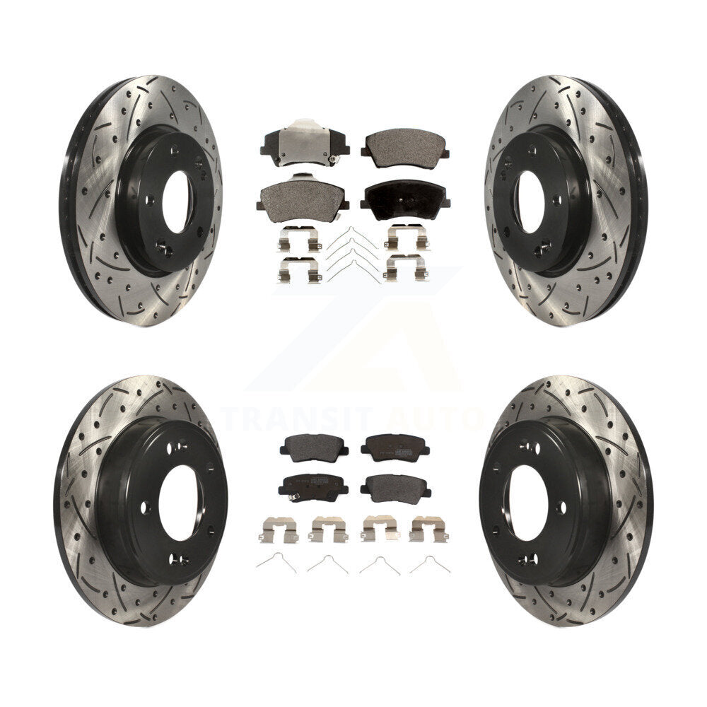 Kit de plaquettes semi-métalliques de Rotor de frein de fente de forage avant et arrière pour Hyundai Elantra 2.0