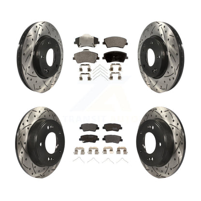 Kit de plaquettes semi-métalliques de Rotor de frein de fente de forage avant et arrière pour Hyundai Elantra 2.0