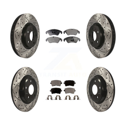 Kit de plaquettes semi-métalliques de Rotor de frein à fente avant et arrière, pour Audi Q5 A4 Quattr
