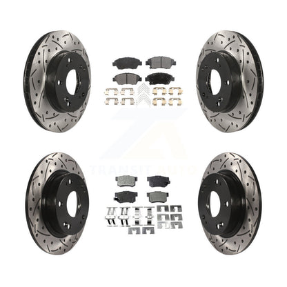 Kit de plaquettes semi-métalliques de Rotor de frein de fente de forage avant et arrière pour Acura ILX 1.5 13-15