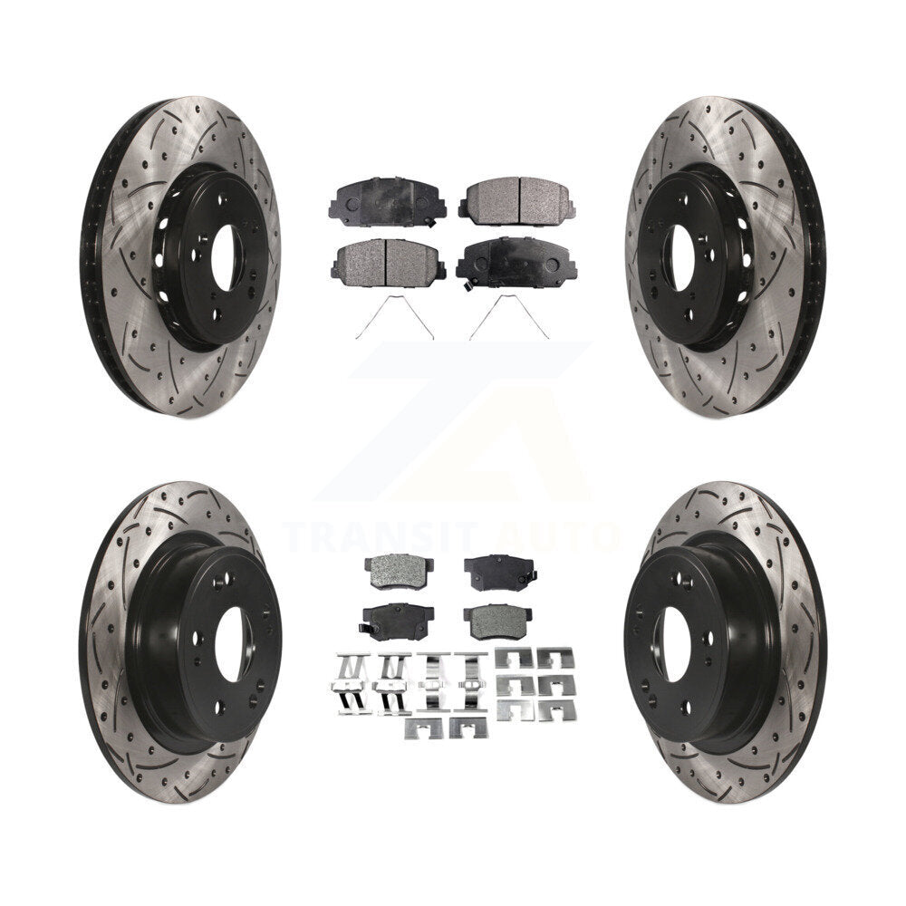 Rotors de frein à disque à fente avant et arrière, Kit de plaquettes semi-métalliques pour Acura IL 2016