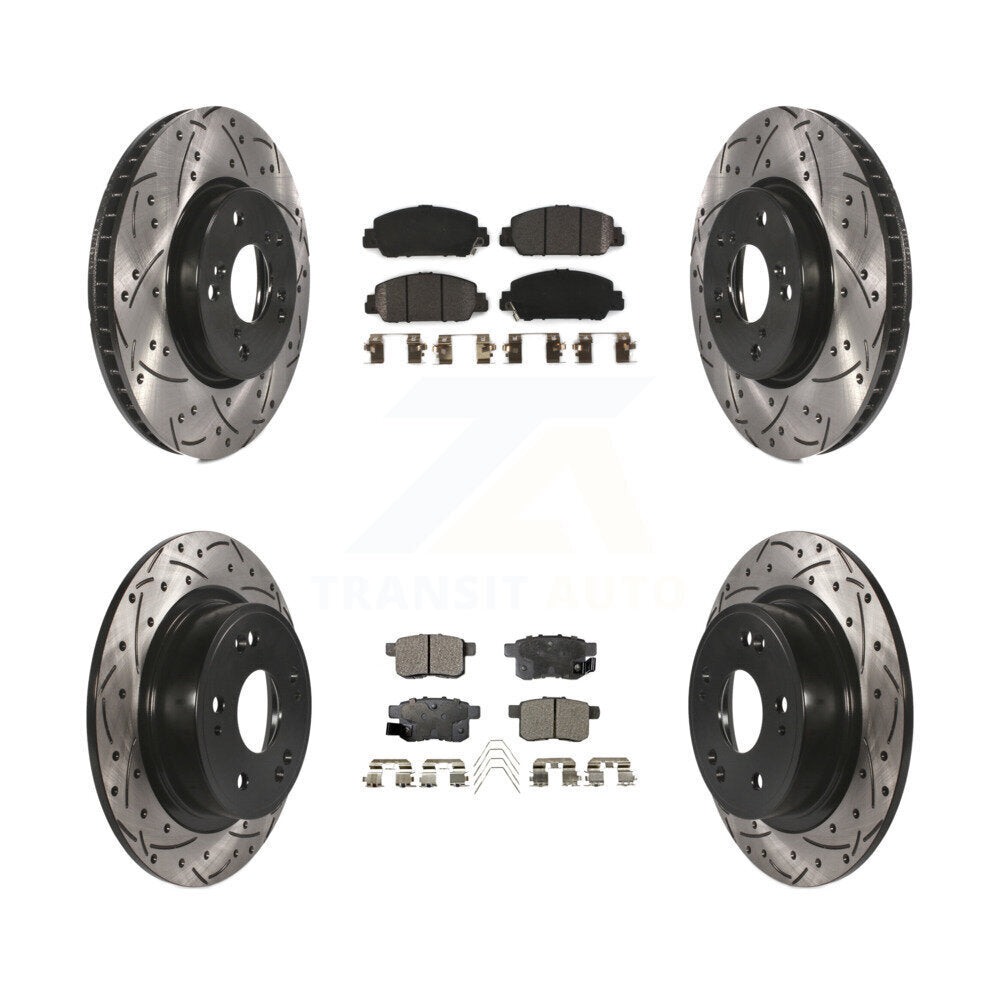 Rotors de frein à disque à fente avant et arrière, Kit de plaquettes semi-métalliques pour Honda Accor