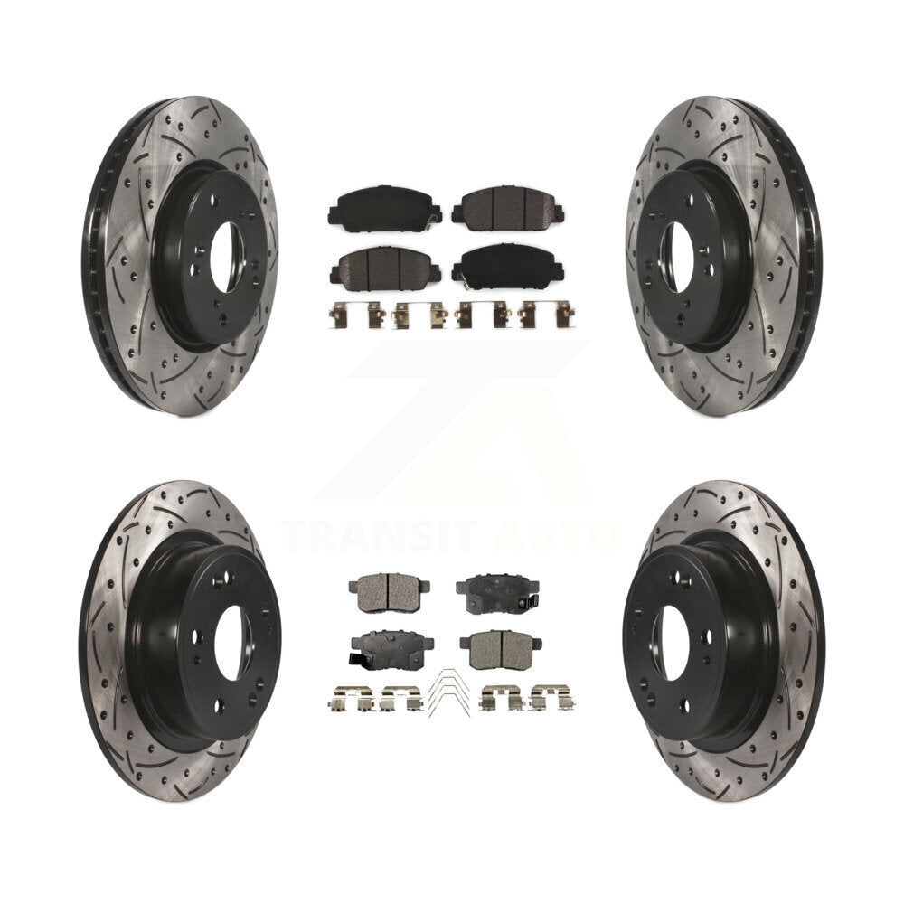 Rotors de frein à disque à fente avant et arrière, Kit de plaquettes semi-métalliques pour Honda Accor