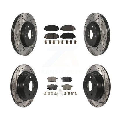 Rotors de frein à disque à fente avant et arrière, Kit de plaquettes semi-métalliques pour Honda Accor
