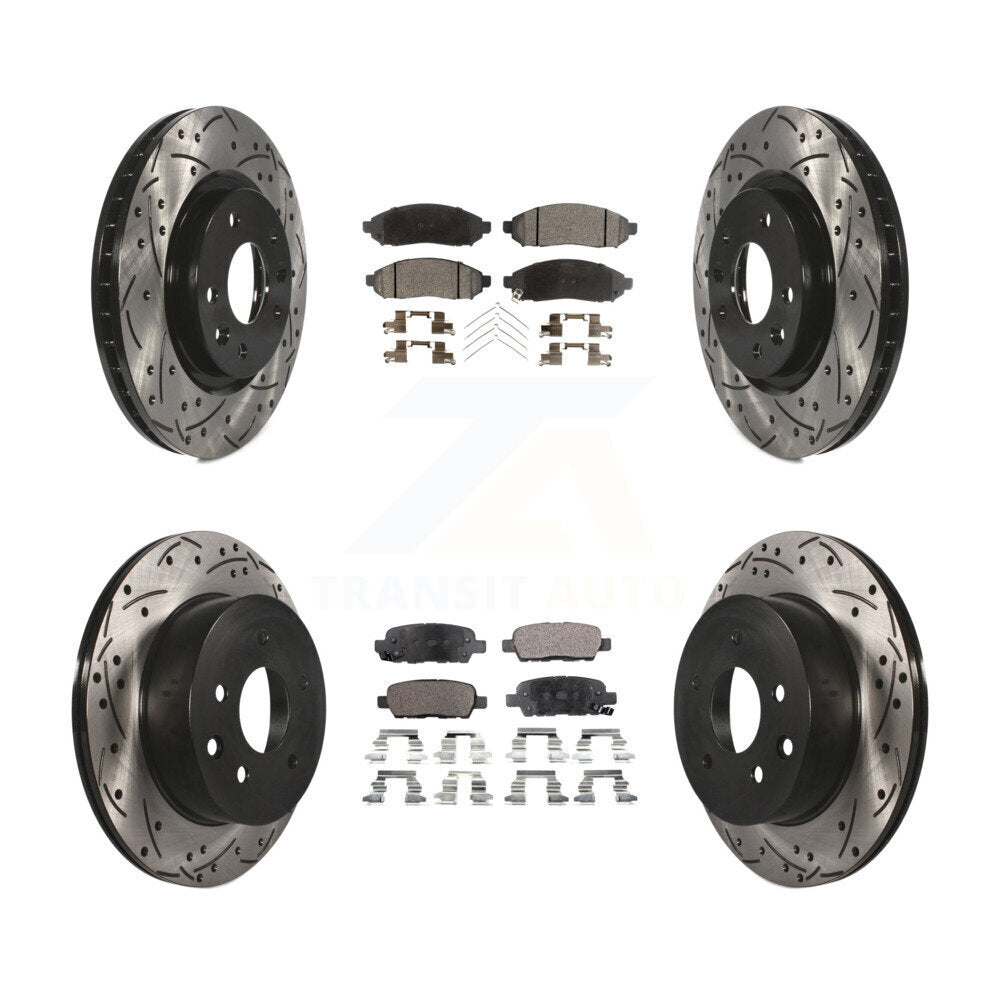 Rotor de frein à disque à fente percée avant et arrière et Kit de plaquettes semi-métalliques pour Nissan LEA