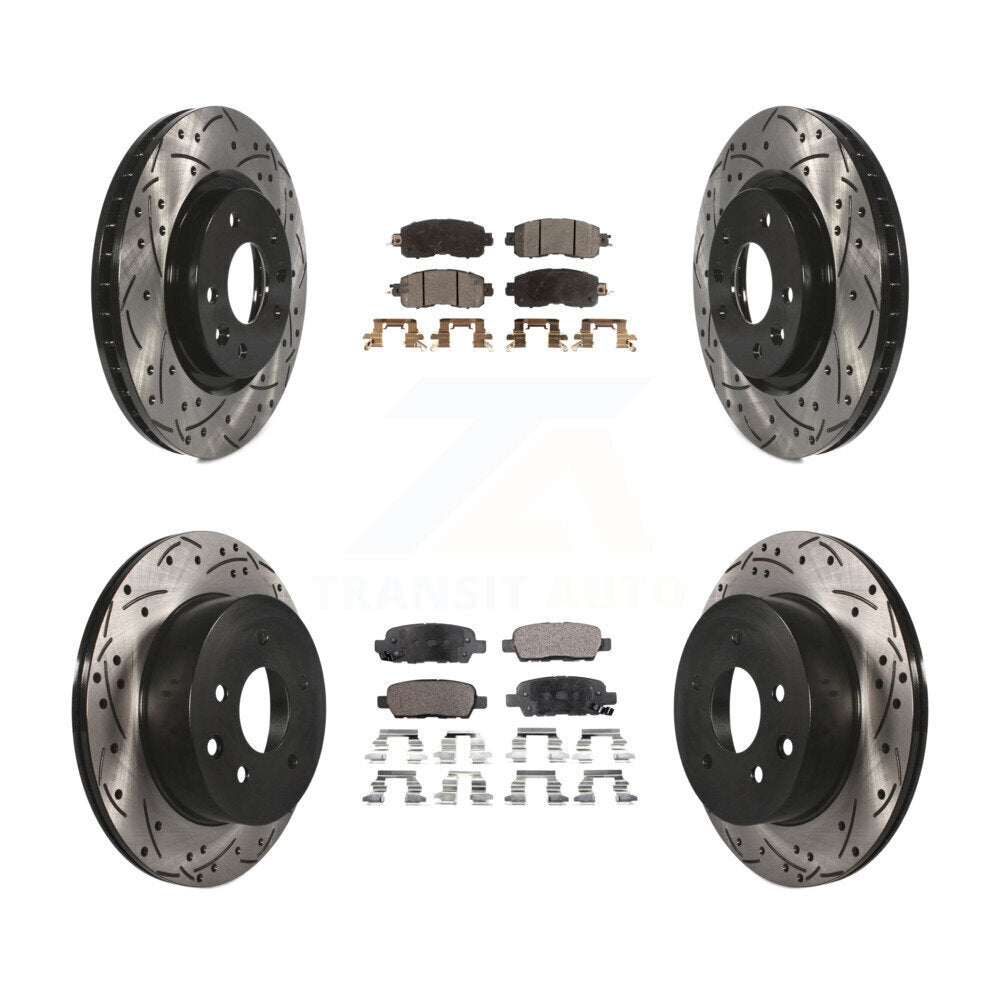 Rotor de frein à disque à fente percée avant et arrière et Kit de plaquettes semi-métalliques pour Nissan LEA