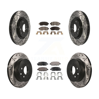 Rotor de frein à disque à fente percée avant et arrière et Kit de plaquettes semi-métalliques pour Nissan LEA