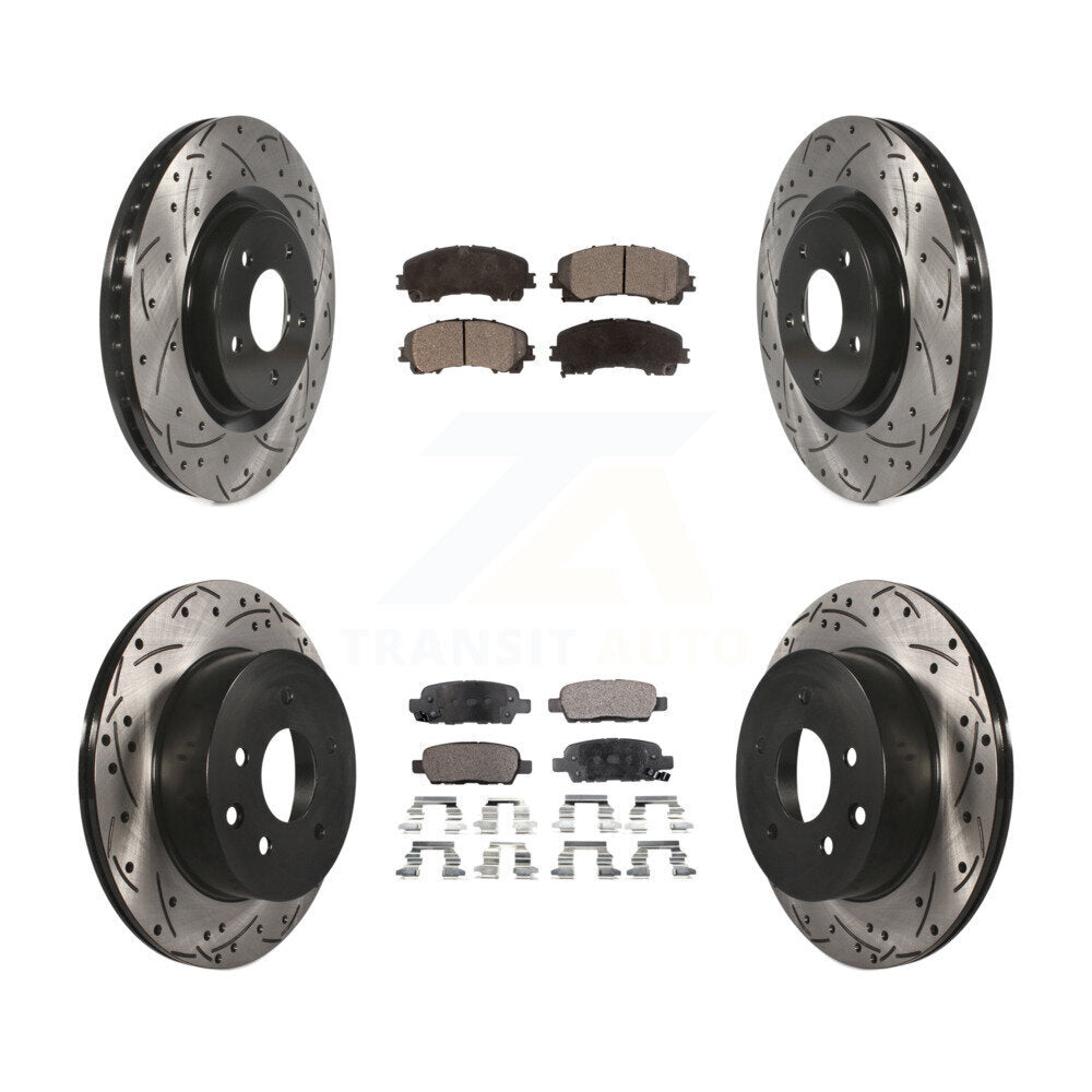 Rotors de frein à disque à fente avant et arrière, Kit de plaquettes semi-métalliques pour Nissan Rogu