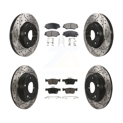 Rotor de frein à disque à fente percée avant et arrière et Kit de plaquettes semi-métalliques pour Honda Civi
