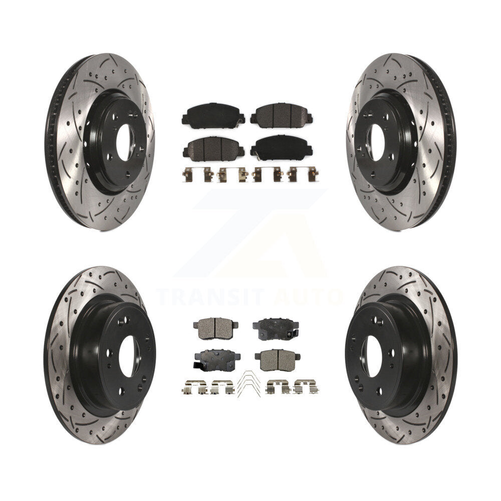 Rotors de frein à disque à fente avant et arrière, Kit de plaquettes semi-métalliques pour Honda Accor