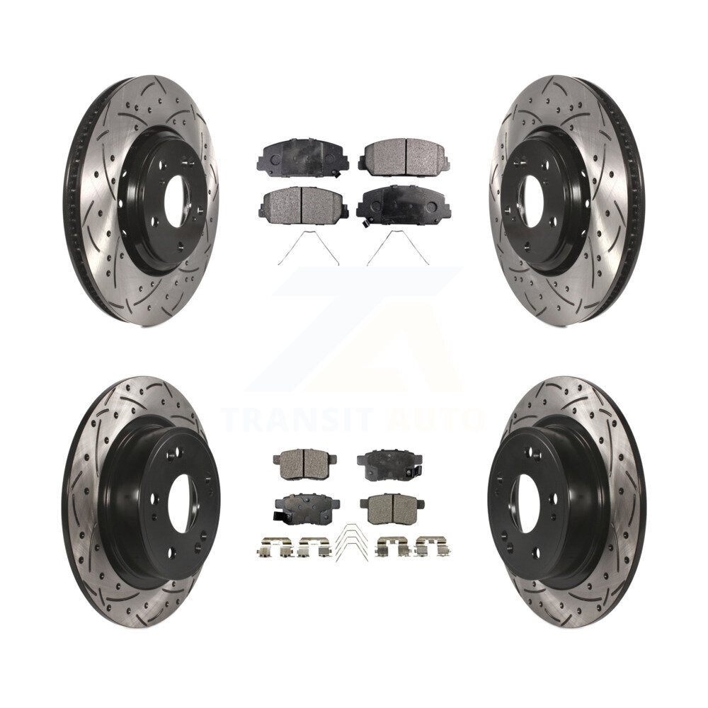 Rotors de frein à disque à fente avant et arrière, Kit de plaquettes semi-métalliques pour Honda Accor