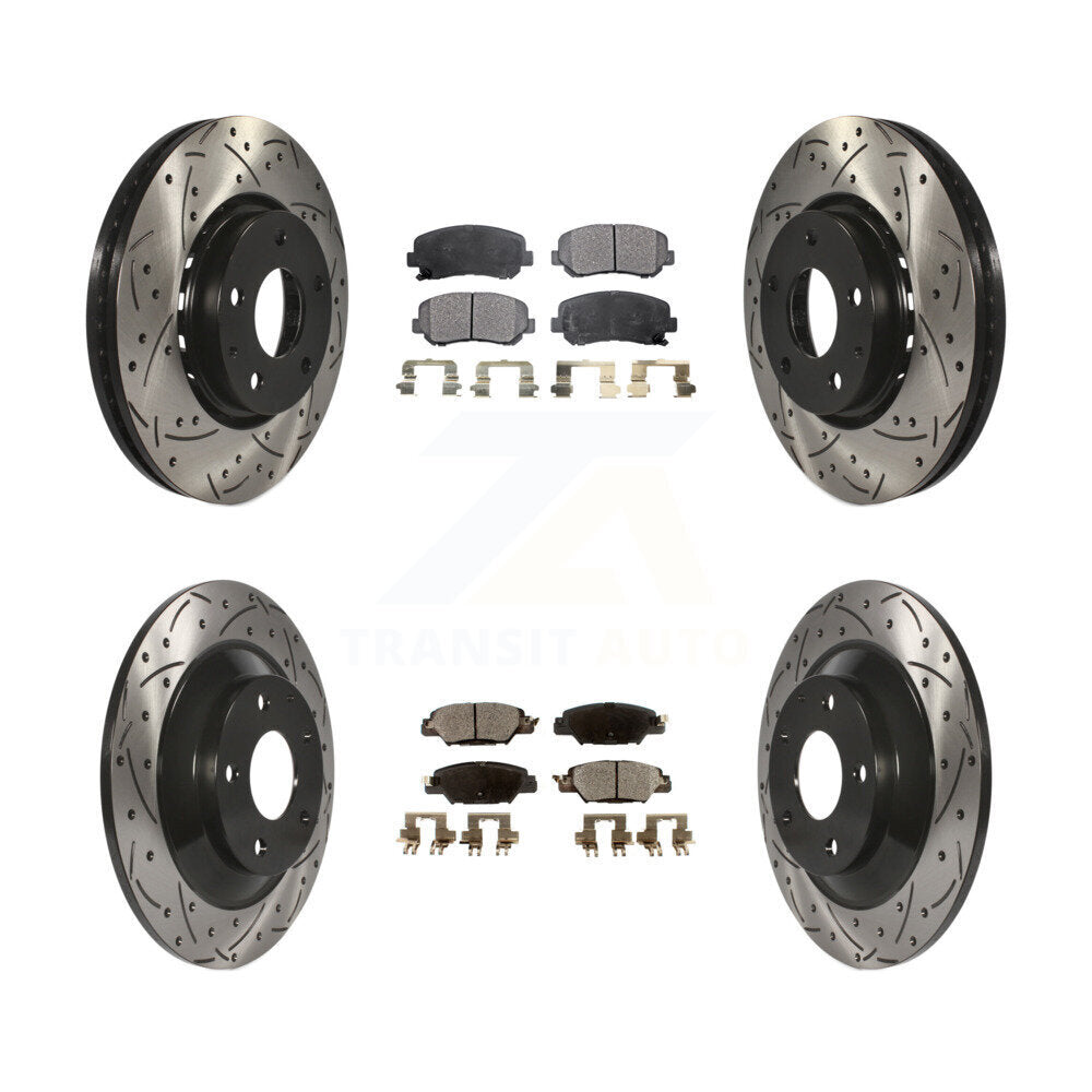 Kit de plaquettes semi-métalliques de Rotor de frein à disque de fente de forage de manteau avant et arrière pour Mazda CX-