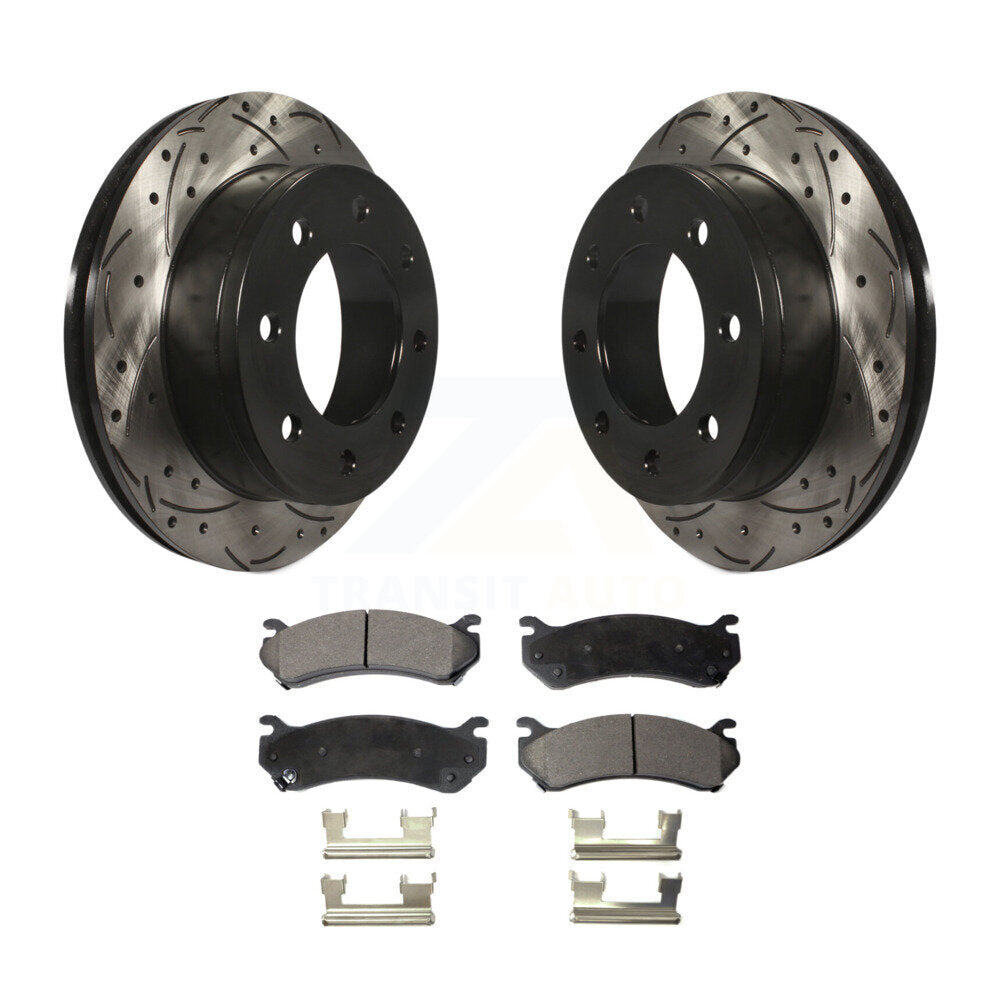 Rotors de frein à fente arrière, Kit de plaquettes semi-métalliques pour Chevrolet GMC Sierra 250