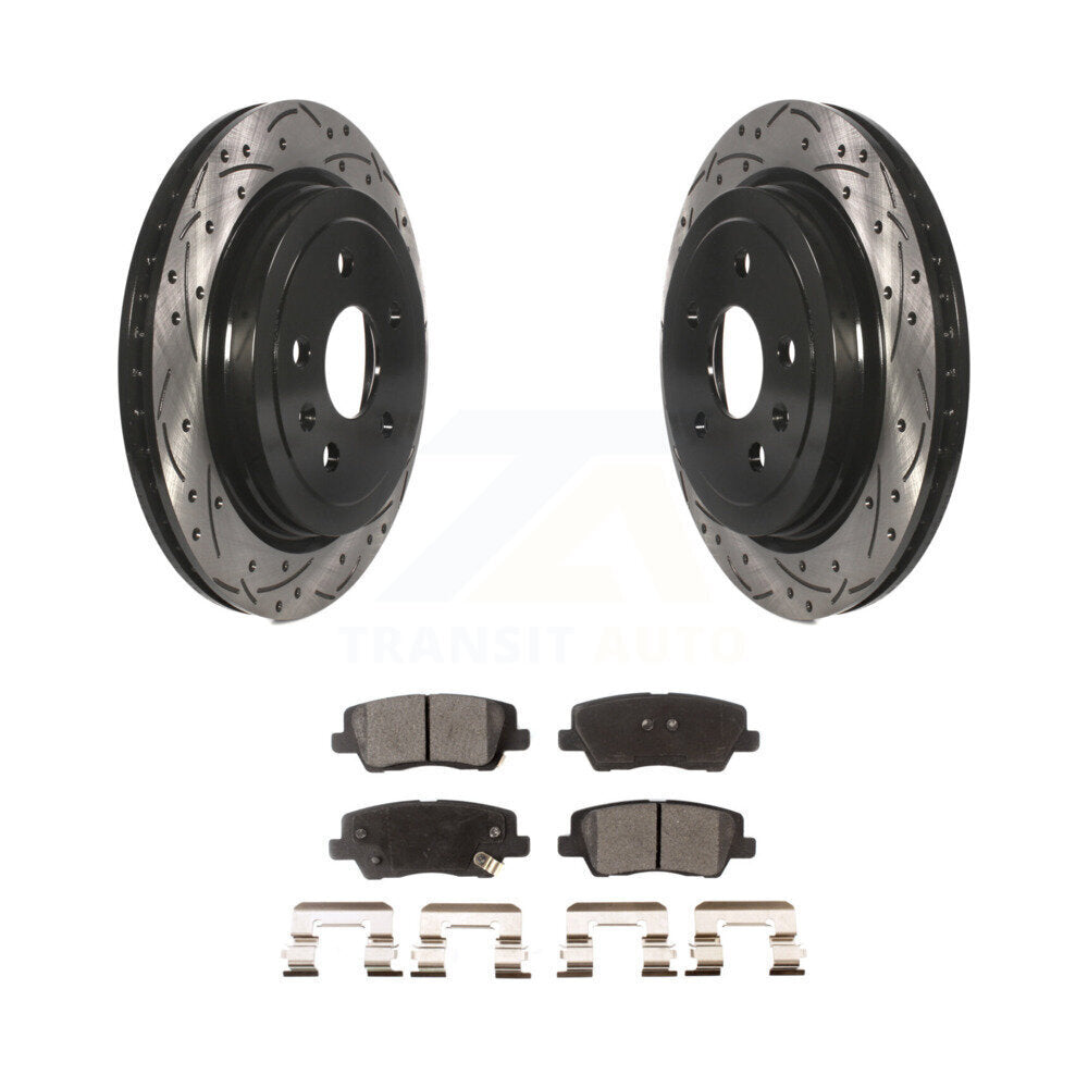 Kit de plaquettes semi-métalliques de Rotor de frein à disque à fente percée à revêtement arrière pour Cadillac CT