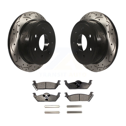 Kit de plaquettes semi-métalliques de Rotor de frein de fente de forage arrière pour Ford F-150 Lincoln Mark L