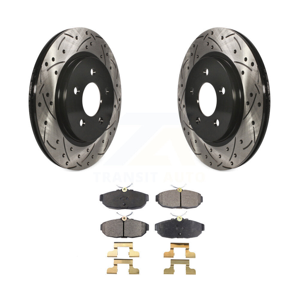 Kit de plaquettes semi-métalliques de Rotor de frein à disque à fente percée à revêtement arrière pour Ford Mustang