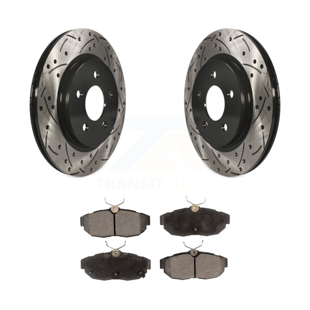 Kit de plaquettes semi-métalliques de Rotor de frein à disque à fente percée à revêtement arrière pour Ford Mustang
