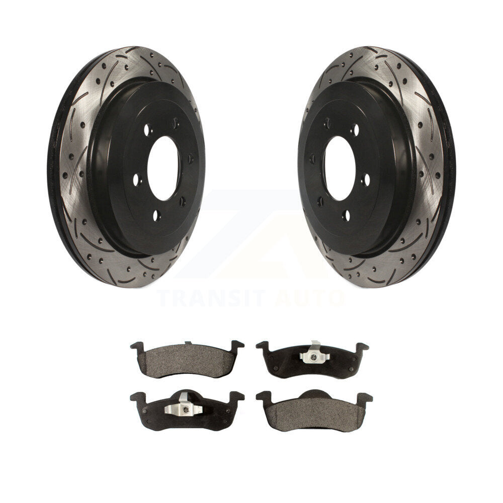 Kit de plaquettes de frein semi-métalliques pour rotors de frein à fente arrière percés pour Ford Expedition Lincol