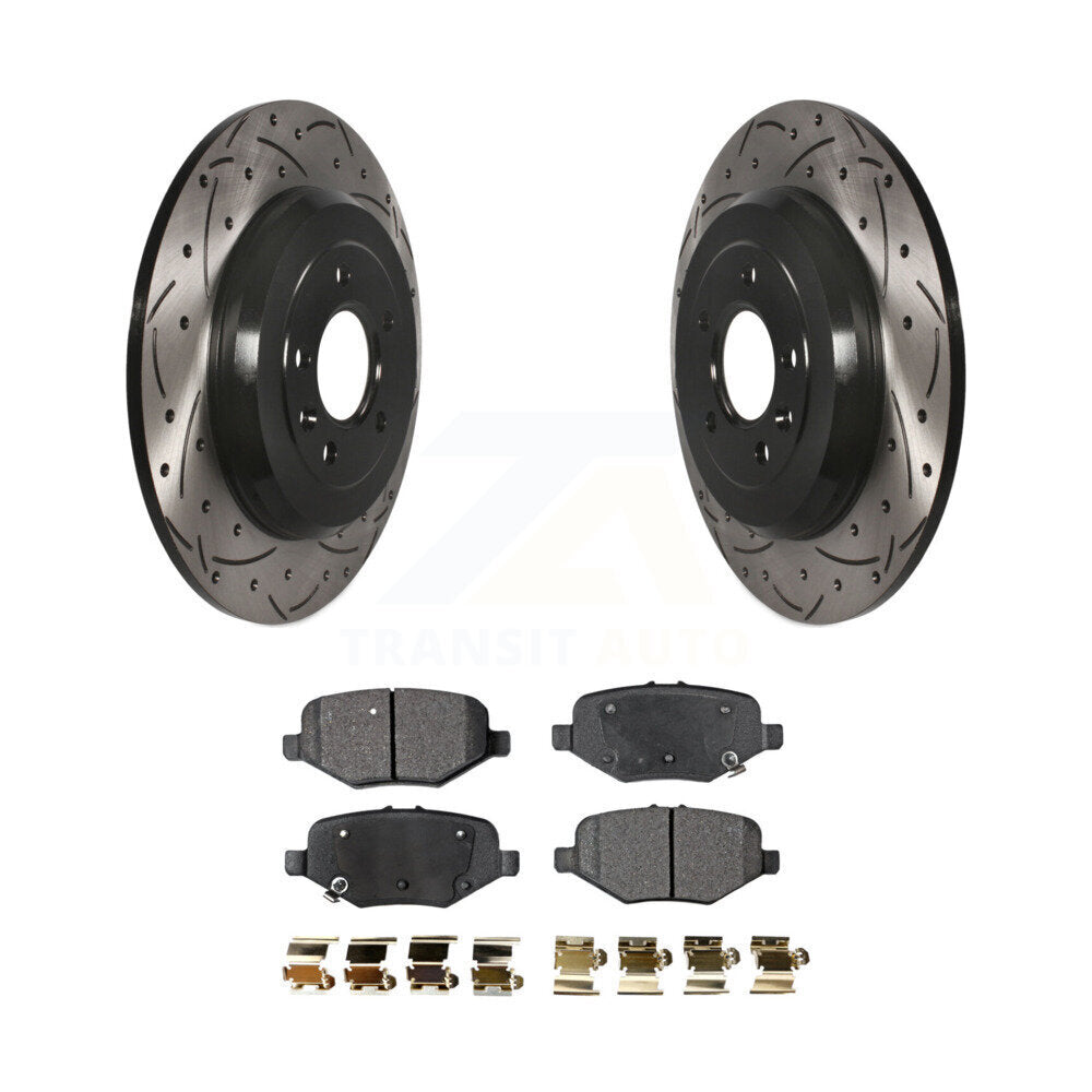 Kit de plaquettes semi-métalliques de rotors de frein à disque de fente de forage enduits arrière pour Ford Explorer