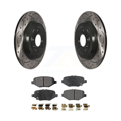 Kit de plaquettes semi-métalliques de rotors de frein à disque de fente de forage enduits arrière pour Ford Explorer