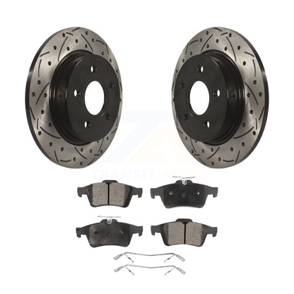Rotor de frein à disque à fente percée à revêtement arrière et Kit de plaquettes semi-métalliques pour Ford Focu
