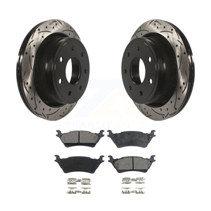 Rotor de frein à disque à fente percée à revêtement arrière et Kit de plaquettes semi-métalliques pour Ford F-15