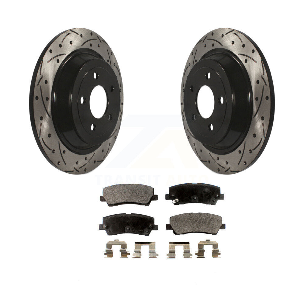 Kit de plaquettes semi-métalliques de Rotor de frein à disque à fente percée à revêtement arrière pour Ford Mustang