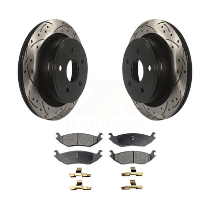 Rotor de frein à fente arrière percé et Kit de plaquettes semi-métalliques pour Ram 1500 Classic Dodge