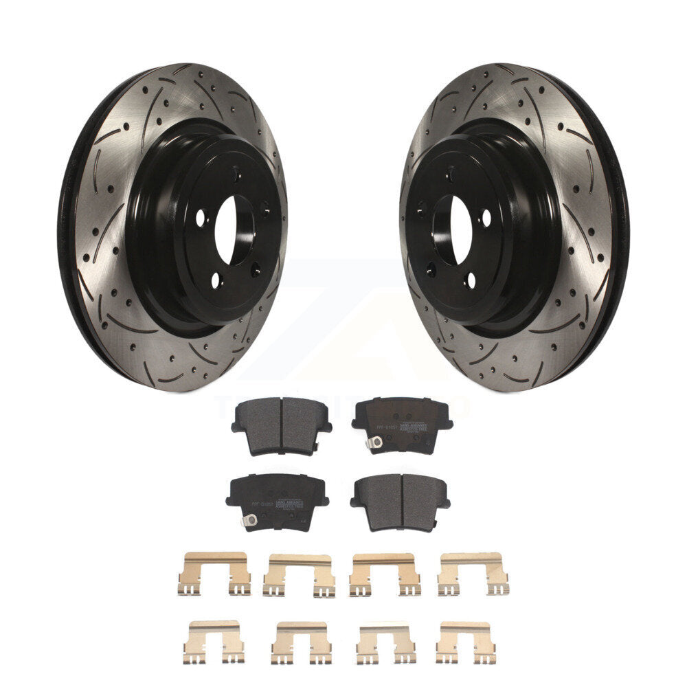 Kit de plaquettes semi-métalliques de rotors de frein à disque de fente de forage arrière pour Dodge Charger Magnu