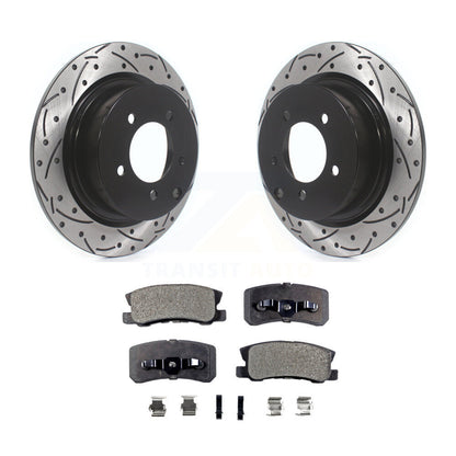 Rotors de frein à fente arrière percés, Kit de plaquettes semi-métalliques pour Jeep Mitsubishi Patrio