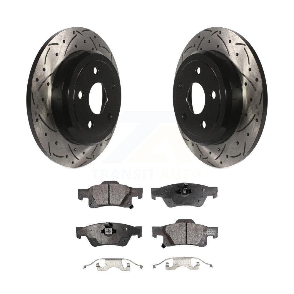 Kit de plaquettes semi-métalliques de Rotor de frein à fente arrière percée pour Dodge Durango Jeep Gran