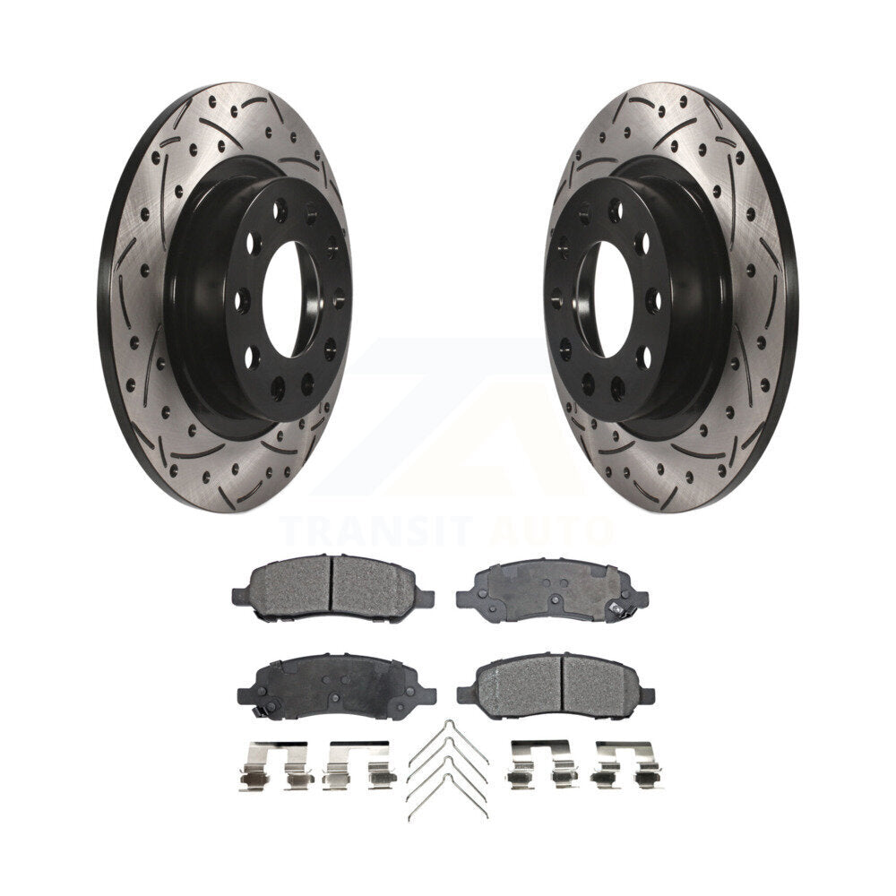 Kit de plaquettes semi-métalliques de rotors de frein à disque de fente de forage arrière pour Dodge Dar 2013-2016