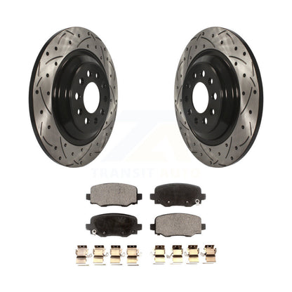 Kit de plaquettes semi-métalliques de rotors de frein à disque de fente de forage enduits arrière pour Jeep Cheroke