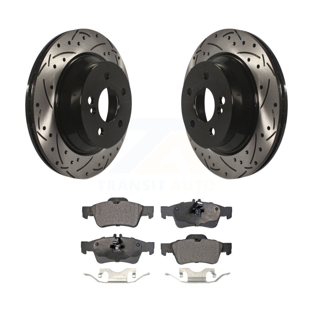Kit de plaquettes de frein semi-métalliques pour rotors de frein à fente arrière percés pour Mercedes-Benz E350 E40