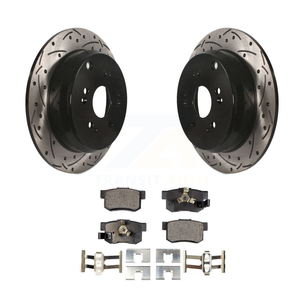 Kit de plaquettes semi-métalliques de rotors de frein à disque de fente de forage arrière pour Honda CR-V Acura RD