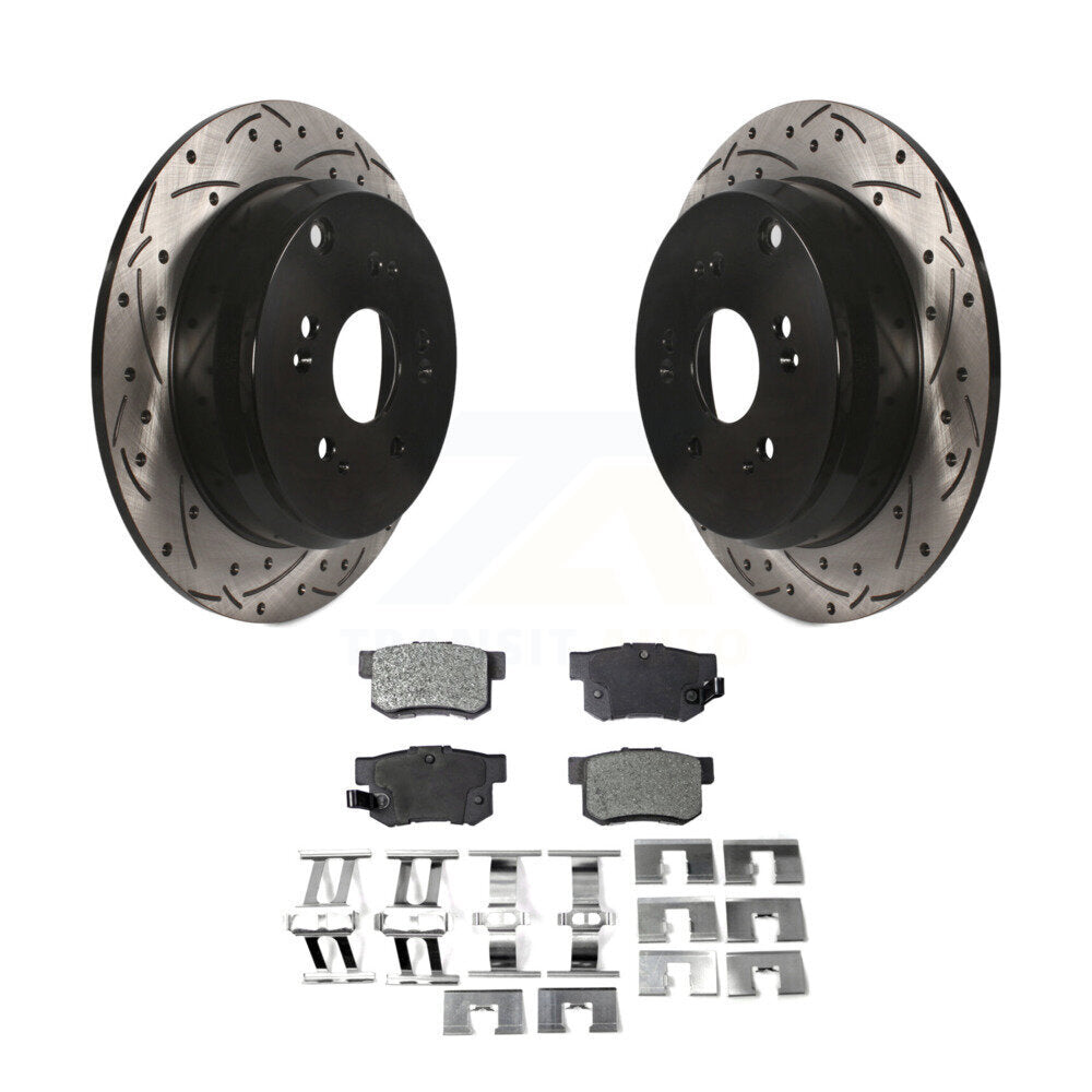 Kit de plaquettes semi-métalliques de Rotor de frein à disque fendu percé à revêtement arrière pour Acura RD