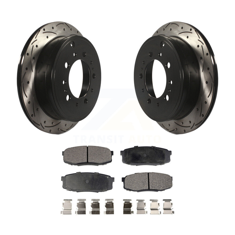 Kit de plaquettes semi-métalliques de Rotor de frein de fente de forage arrière pour Toyota Tundra Sequoia Lan