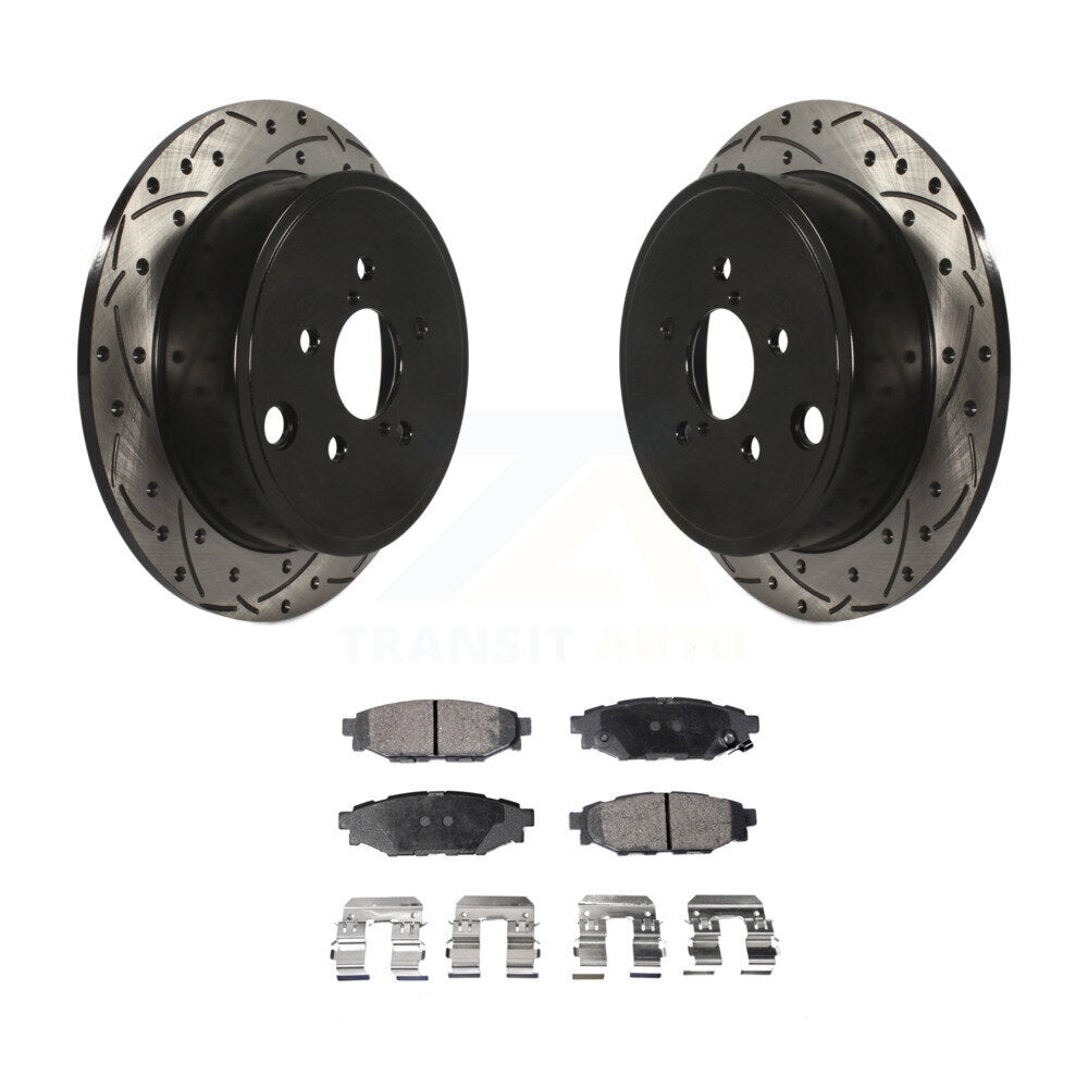 Rotors de frein à fente arrière percés, Kit de plaquettes semi-métalliques pour Subaru Impreza Foreste