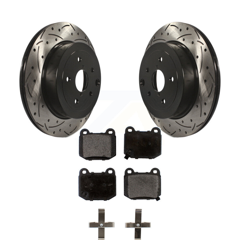 Rotor de frein à fente arrière percé et Kit de plaquettes semi-métalliques pour Subaru Impreza WRX ST