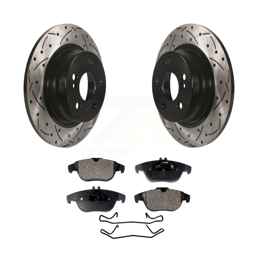 Kit de plaquettes de frein semi-métalliques pour rotors de frein à fente arrière percés pour Mercedes-Benz C300 C25
