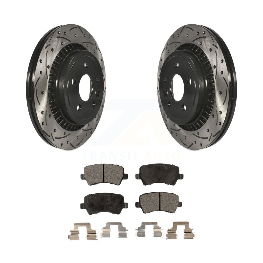 Kit de plaquettes semi-métalliques de rotors de frein à disque de fente de forage arrière pour Volvo XC6 2010-2017