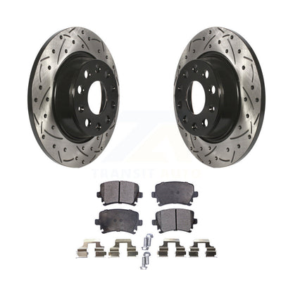 Kit de plaquettes semi-métalliques de Rotor de frein de fente de forage arrière pour Volkswagen Tiguan CC Jett