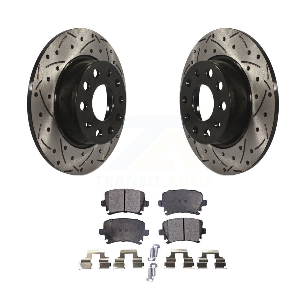 Kit de plaquettes semi-métalliques de Rotor de frein de fente de forage arrière pour Volkswagen GTI Eos Audi A