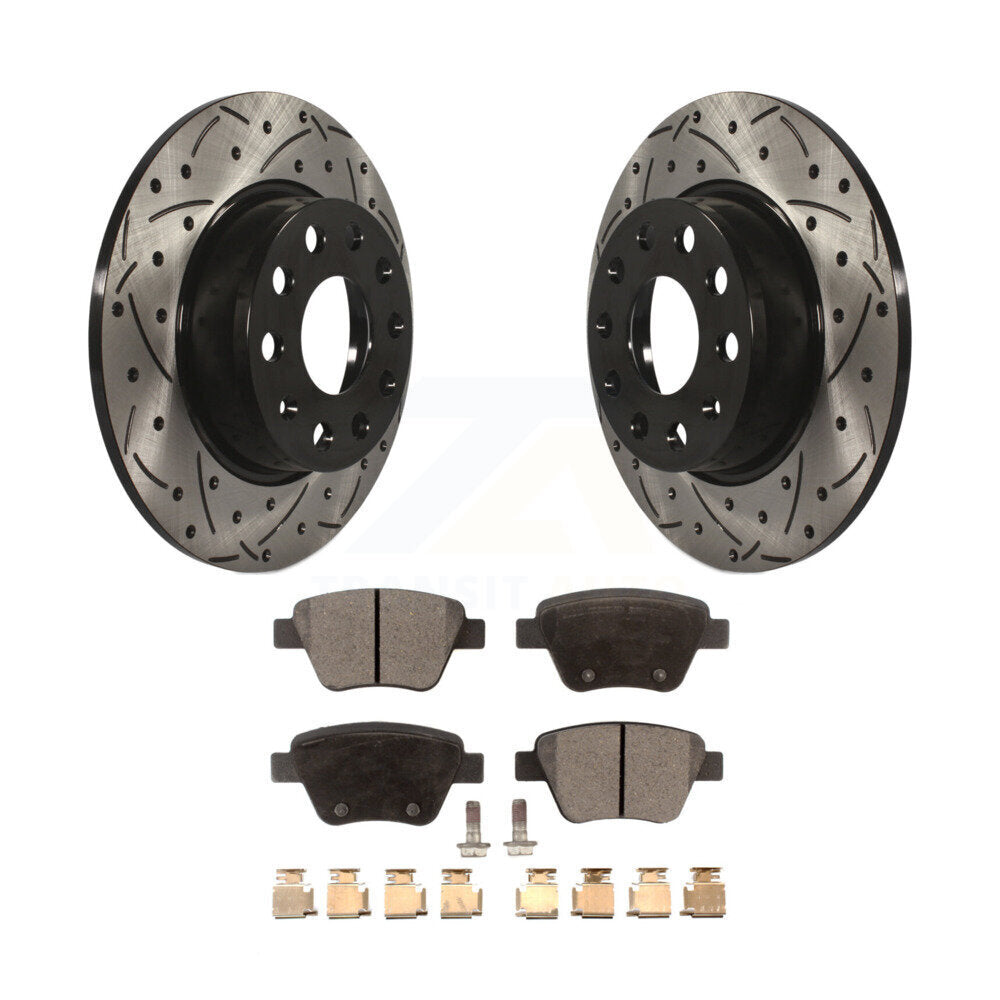 Kit de plaquettes semi-métalliques de Rotors de frein de fente de forage arrière pour Volkswagen Jetta Golf GT