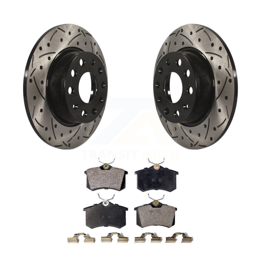Kit de plaquettes semi-métalliques de Rotor de frein à disque de fente de forage arrière pour moteur DIESEL Audi A3